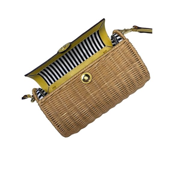 Frances Valentine Yellow Woven Basket Crossbody - Picture 7 of 8